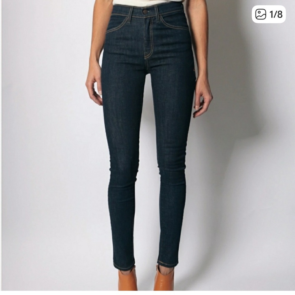 High-Rise Dark Blue Skinny Jeans - Women
